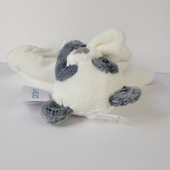 2020 Carters Gray White Panda Bear Plush Lovey Baby Security Blanket 14x14" NWT - Picture 7 of 13